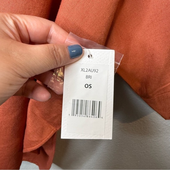 NEW Helen Owen Bri Rust Orange Lagenlook Linen Blend Button Up Tunic Top Sz OS - Picture 9 of 12